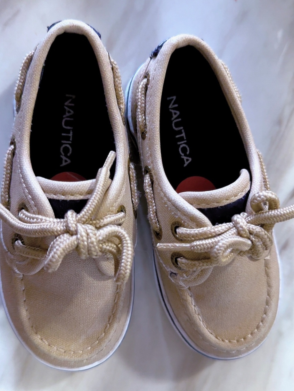 Nautica Kids Tan Canvas Boat Shoes with Rope Laces
